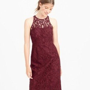 J. Crew Pamela Maxi Dress in Leavers Lace Dark Wine